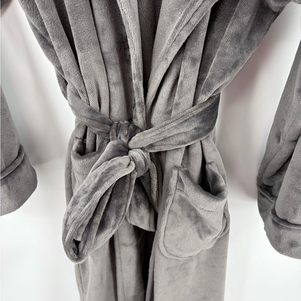Pottery Barn cloud nine plush gray robe women’s size M comfort cozy - Picture 5 of 5